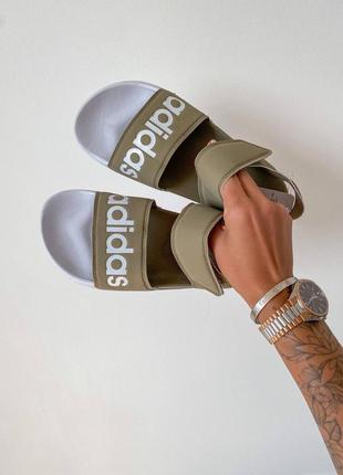Adidas slippers olive, женские сандали адидас летние1 фото