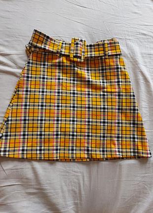 Юбка желтая в клетку