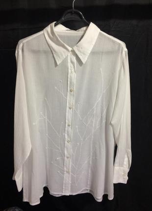 Белая блуза - рубашечный крой с длинным рукавом  ткань натуральная,  хлопок100%.6 фото
