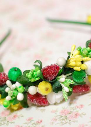 Обруч ободок с ягодами клубники (малины)1 фото