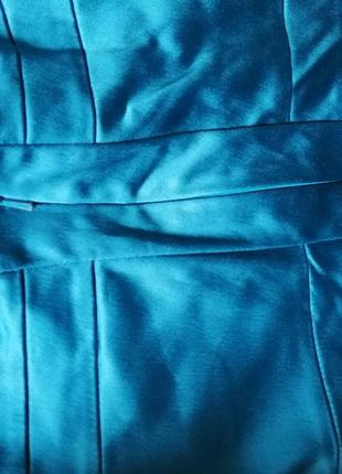 Платье атласное синее / бирюза4 фото