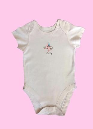 Белоснежный бодик с принцессой на малышку 9-12 мес
