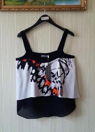 Яркая майка люкс  mint velvet с красивым принтом крыло яркой бабочки