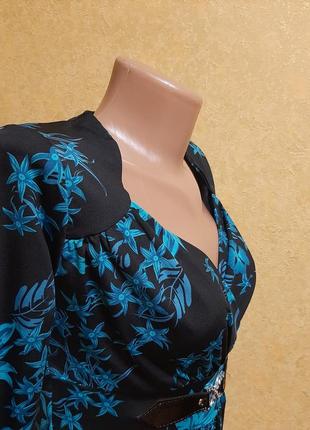 Нарядная натуральная блузка туника с декоративной пряжко5 фото