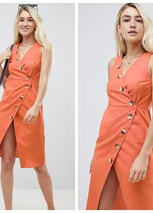 Натуральное миди платье сарафан на запах asos