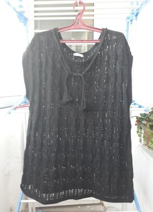 Чорна ажурна туніка