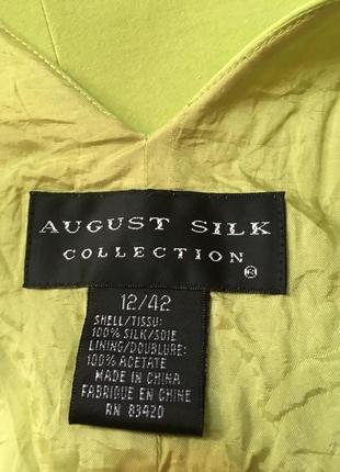 Платье футляр силуэтное 100% шелк яркое салатовое для офиса пог 48 см от august silk3 фото