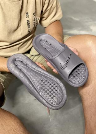 Nike grey victori one shower slide, шльопанці найк, сланці літні, шльопанці