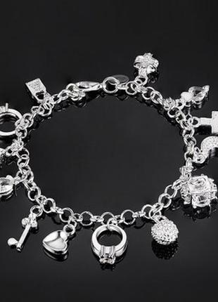 Серебро 925 проба. шикарный серебряный браслет на руку с циркониями