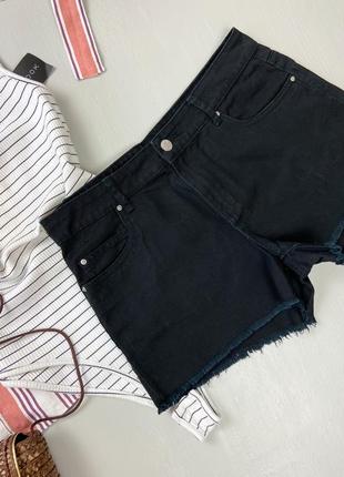 Чорні джинсові шорти з необробленим низом denim co3 фото