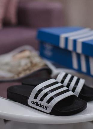 Женские тапки adidas slide black/white6 фото
