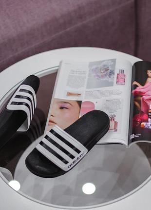 Женские тапки adidas slide black/white2 фото