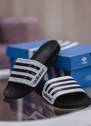 Женские тапки adidas slide black/white1 фото