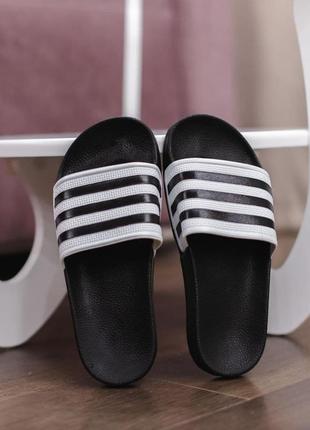 Женские тапки adidas slide black/white7 фото