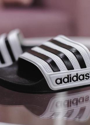 Женские тапки adidas slide black/white5 фото