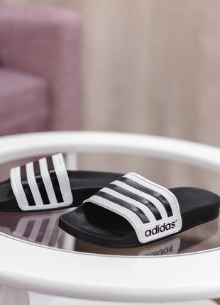 Женские тапки adidas slide black/white8 фото