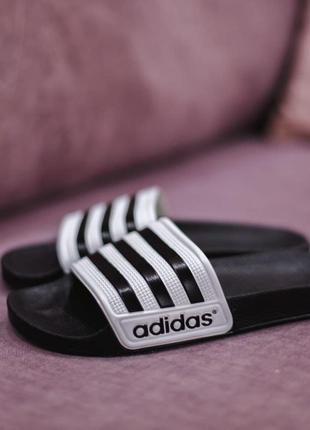 Женские тапки adidas slide black/white9 фото