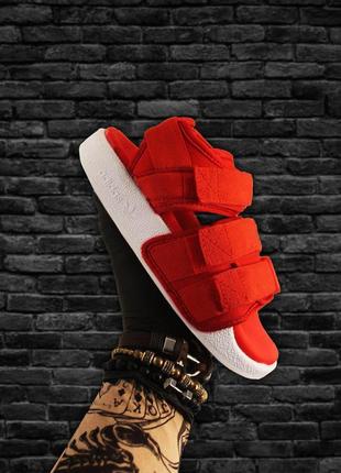 Мужские adidas  sandal red white, сандалии адидас летние на липучках7 фото