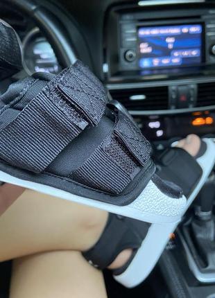 Мужские adidas adilette sandal black white, сандалии адидас адилетта  чёрные летние на липучках4 фото