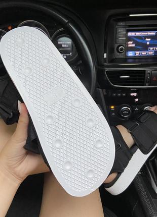 Мужские adidas adilette sandal black white, сандалии адидас адилетта  чёрные летние на липучках5 фото