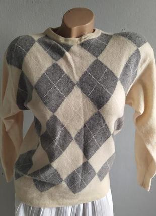 Пуловер в ромби з 100% натуральної шерсті4 фото