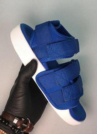 Мужские adidas sandals blue white, сандалии адидас синие на липучках