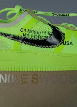 Nike air force 1 off white mca virgil кроссовки женские салатовые яркие10 фото