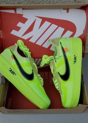 Nike air force 1 off white mca virgil кроссовки женские салатовые яркие3 фото