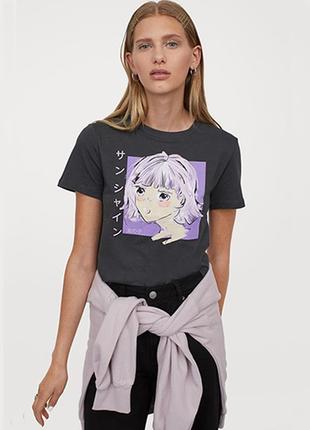 Оригинальная футболка с принтом от бренда h&m 0874122017 разм. l