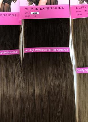 Волосы на заколках, трессы (тон 10) тёмный русыый