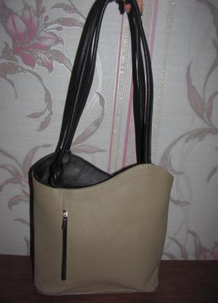 Шикарная кожаная сумка трансформер f.z. made in italy