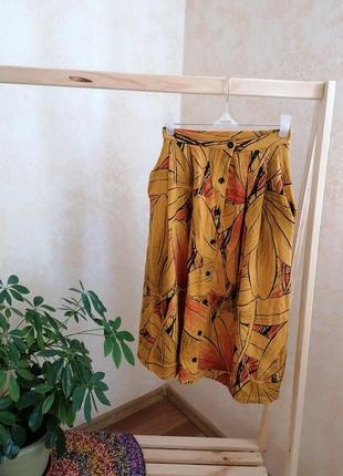 Яркая винтажная юбка с принтом, р. s/m