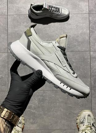 Reebok legacy gray🆕чоловічі шкіряні кросівки рібок легасі🆕сірі з білою підошвою