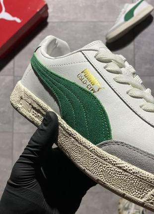 Puma oslo city 🆕мужские кожаные кроссовки пума🆕белые с зеленым кеды5 фото