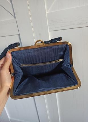 Синяя винтажная сумка из кожи8 фото
