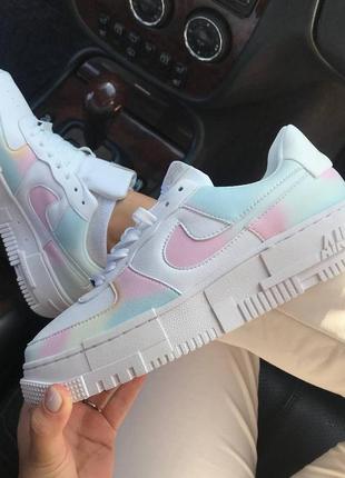 Nike pixel rainbow🆕женсике шкіряні кеди-кросівки найк піксель🆕білі райдужні