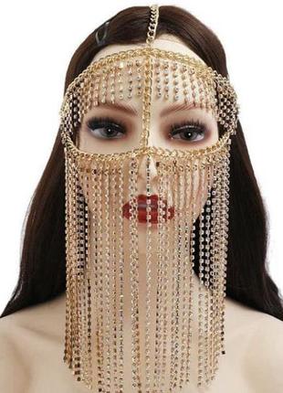 Маска з страз зі стразами золотиста