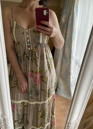 Летний лёгкий очень красивый сарафан хлопок цветы состояние нового
