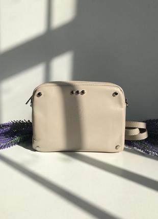 Сумка бежева кремова, гаманець клатч натуральна шкіра, genuine leather, італія vera pelle бежева polina