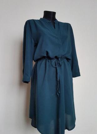 Смарагдове плаття-сорочка з легкої натуральної тканини