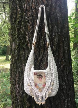 Вязаная сумка ручной работы "ретро"