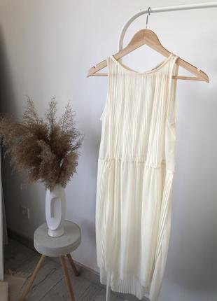 Платье майка сетка прозрачное кремовое нюд плиссе плисе h&m оригинальное креативное 20211 фото