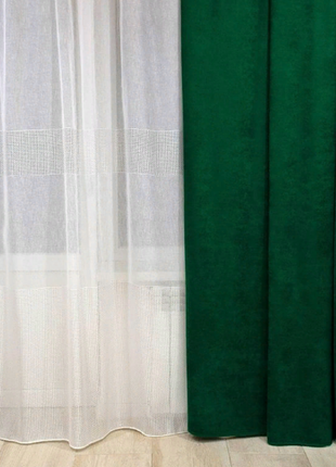 Портьерная ткань для штор канвас (микровелюр) зеленого цвета7 фото