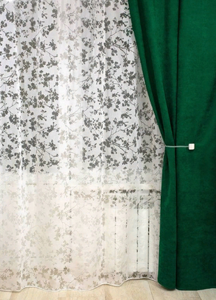 Портьерная ткань для штор канвас (микровелюр) зеленого цвета8 фото