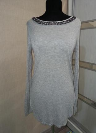 Подовжена супер м'яка кофта з бісером віскоза 🤍 7