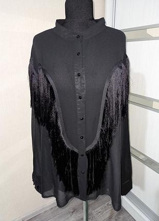 Шикарна шифонова сорочка блуза з бахромою 🖤