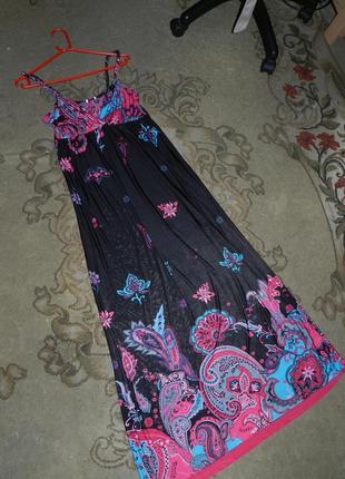 Трикотажное стрейч сарафан-платье, цветочный принт, бохо8 фото