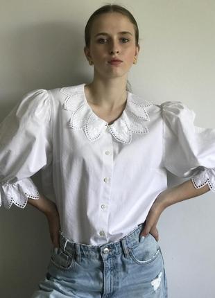 Блуза с красивым отложным воротником и пышными рукавами австрия.7 фото