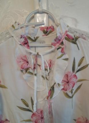 Натуральная блуза в цветочный принт4 фото