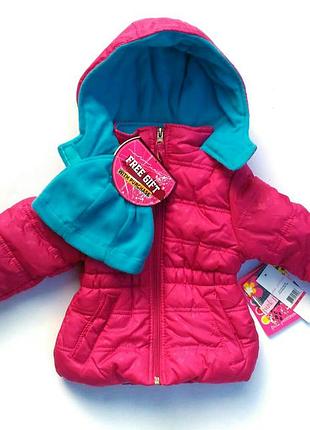 Яркая теплая термо курточка   шапка в звездочки, приталенная, tec